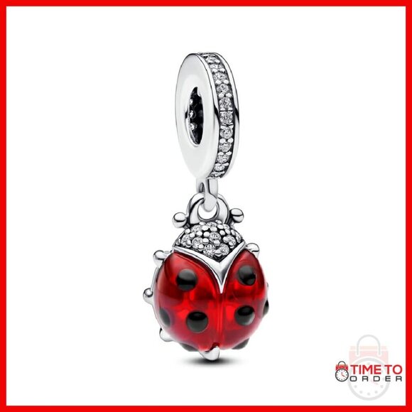 Jewelry - Sterling Silver Ladybug Charm Bracelet Dangle 1cm